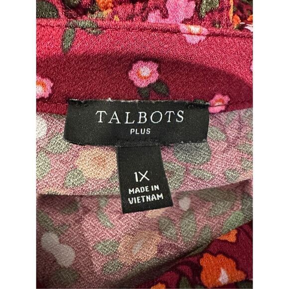 Talbots Red Floral Tie Waist Midi Dress Size 1X - Picture 6 of 7